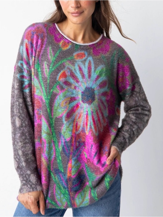 NATURAL LIFE Sweaters - Natural Life Folk Flower Pullover Sweater NWT Mauve Soft Cozy XL
